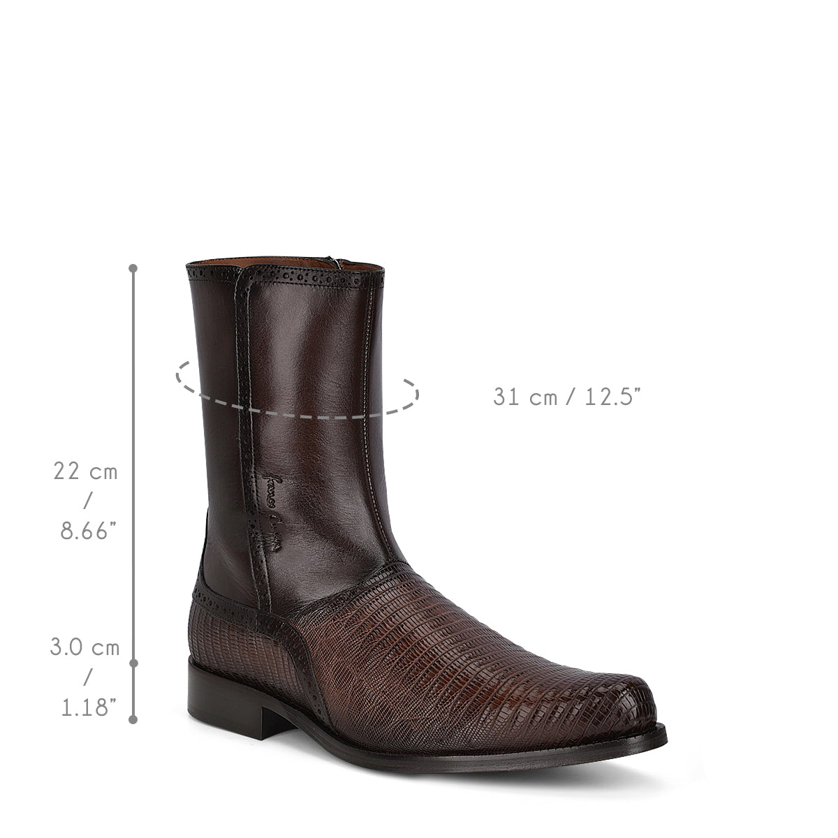 Franco Cuadra Collection Men's Lizard Short Boot FC627 - Dark Brown