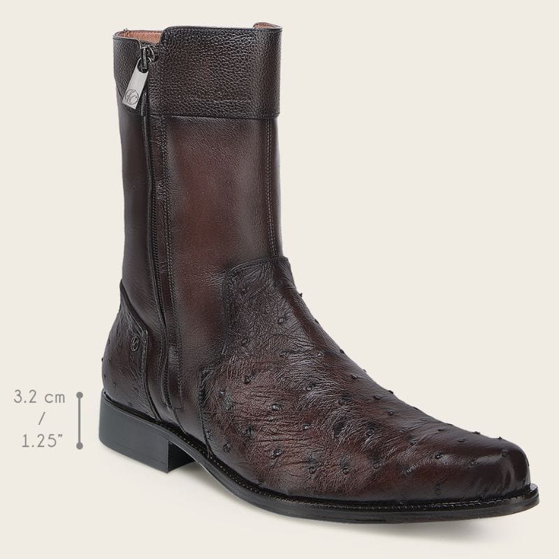 Franco Cuadra Collection Ostrich Short Boot FF213- Inca Cafe