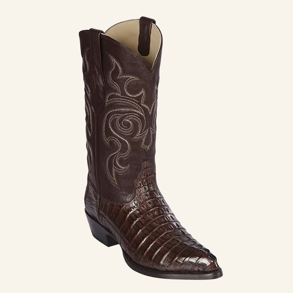 Los Altos Boots J-Toe Caiman Tail 990107 - Brown
