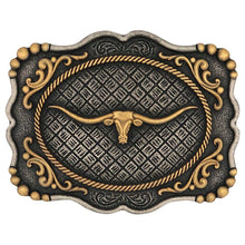 Cargar imagen en el visor de la galería, Montana Framed Longhorn Attitude Buckle A1003P
