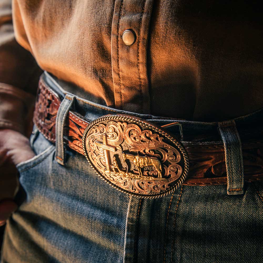 Montana Tri-tone Christian Cowboy Attitude Buckle A1005