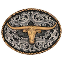 Cargar imagen en el visor de la galería, Montana Two-Tone Longhorn Attitude Buckle A1015P
