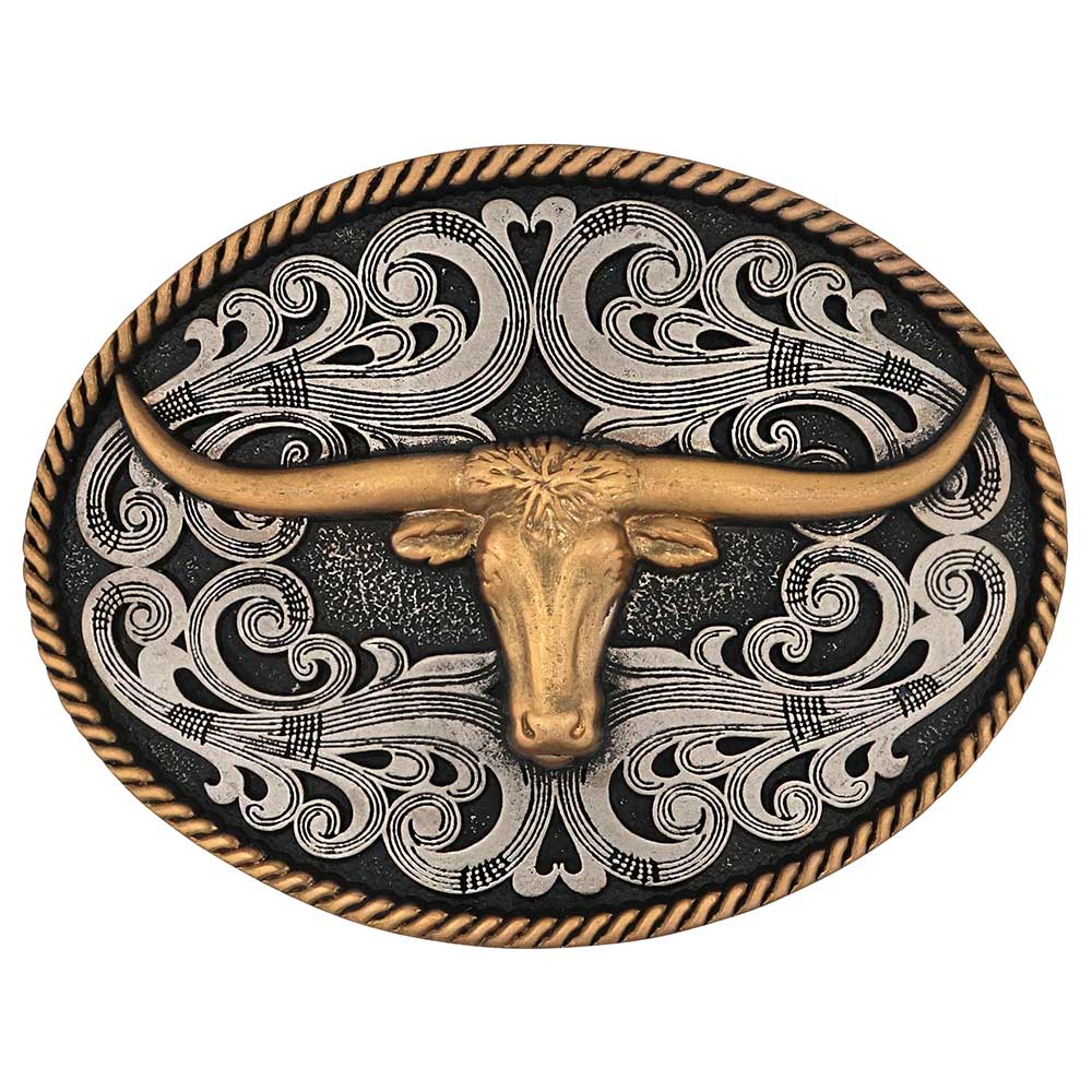 Montana Two-Tone Longhorn Attitude Buckle A1015P