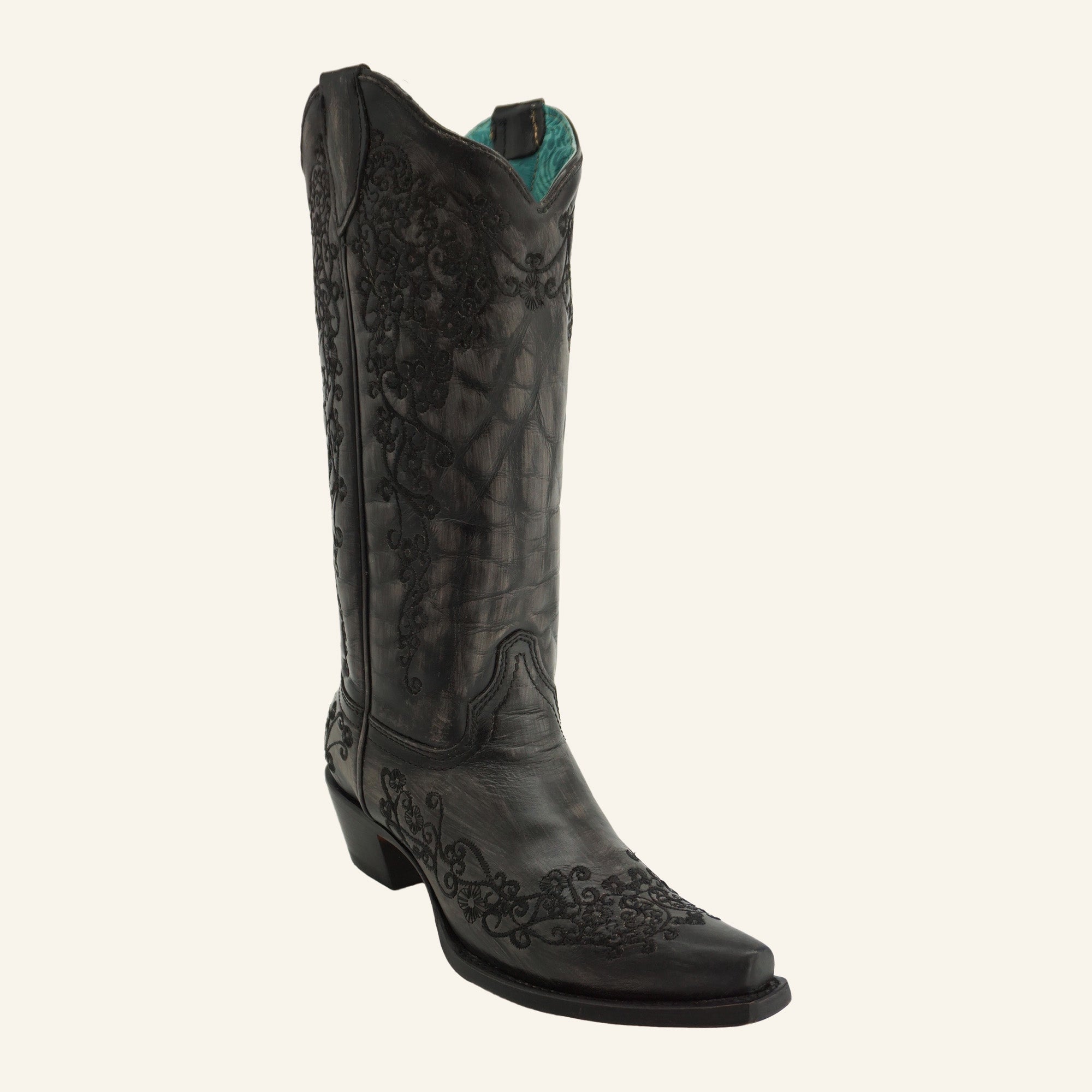Corral Women's Floral Embroidery Boot A4800 - Black/Bone