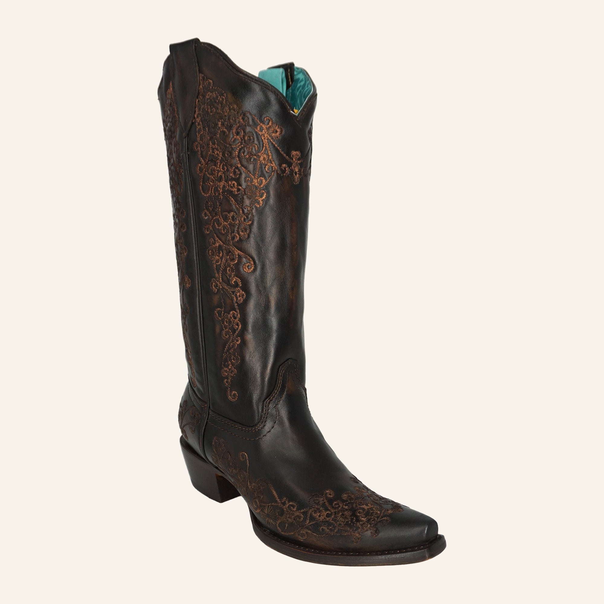 Corral Women's Floral Embroidery Boot A4801 - Black/Honey