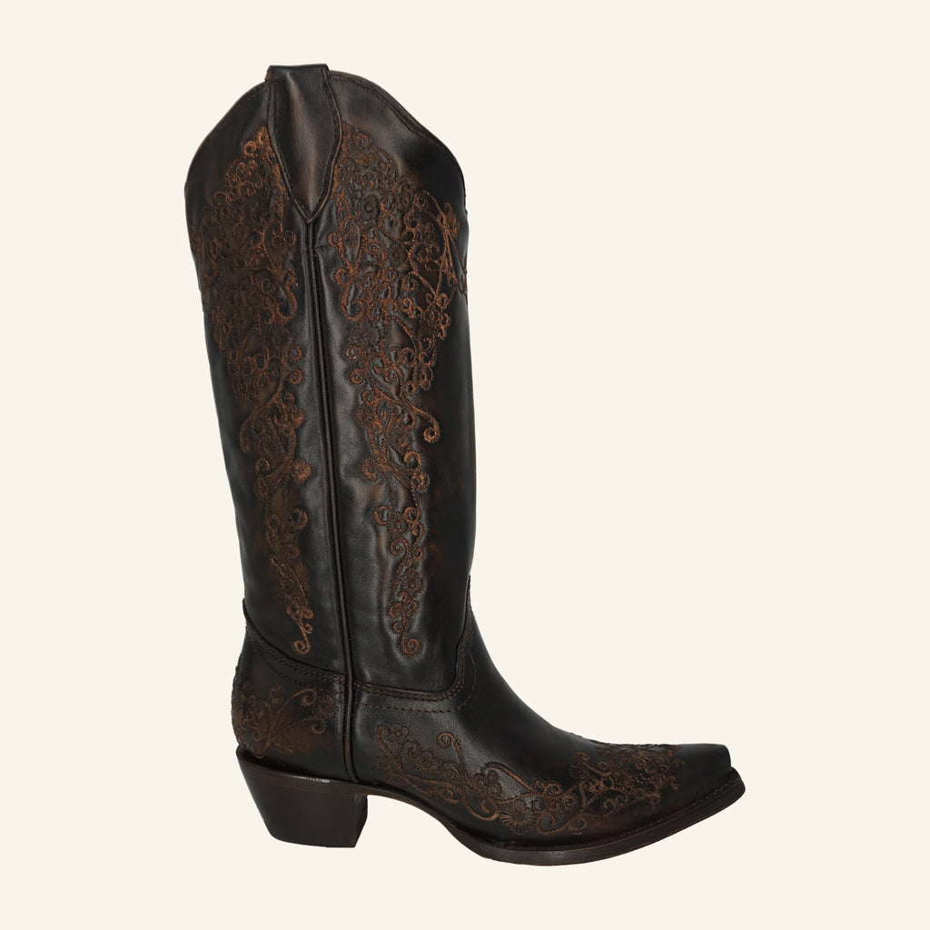 Corral Women's Floral Embroidery Boot A4801 - Black/Honey