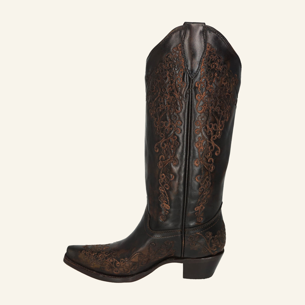 Corral Women's Floral Embroidery Boot A4801 - Black/Honey