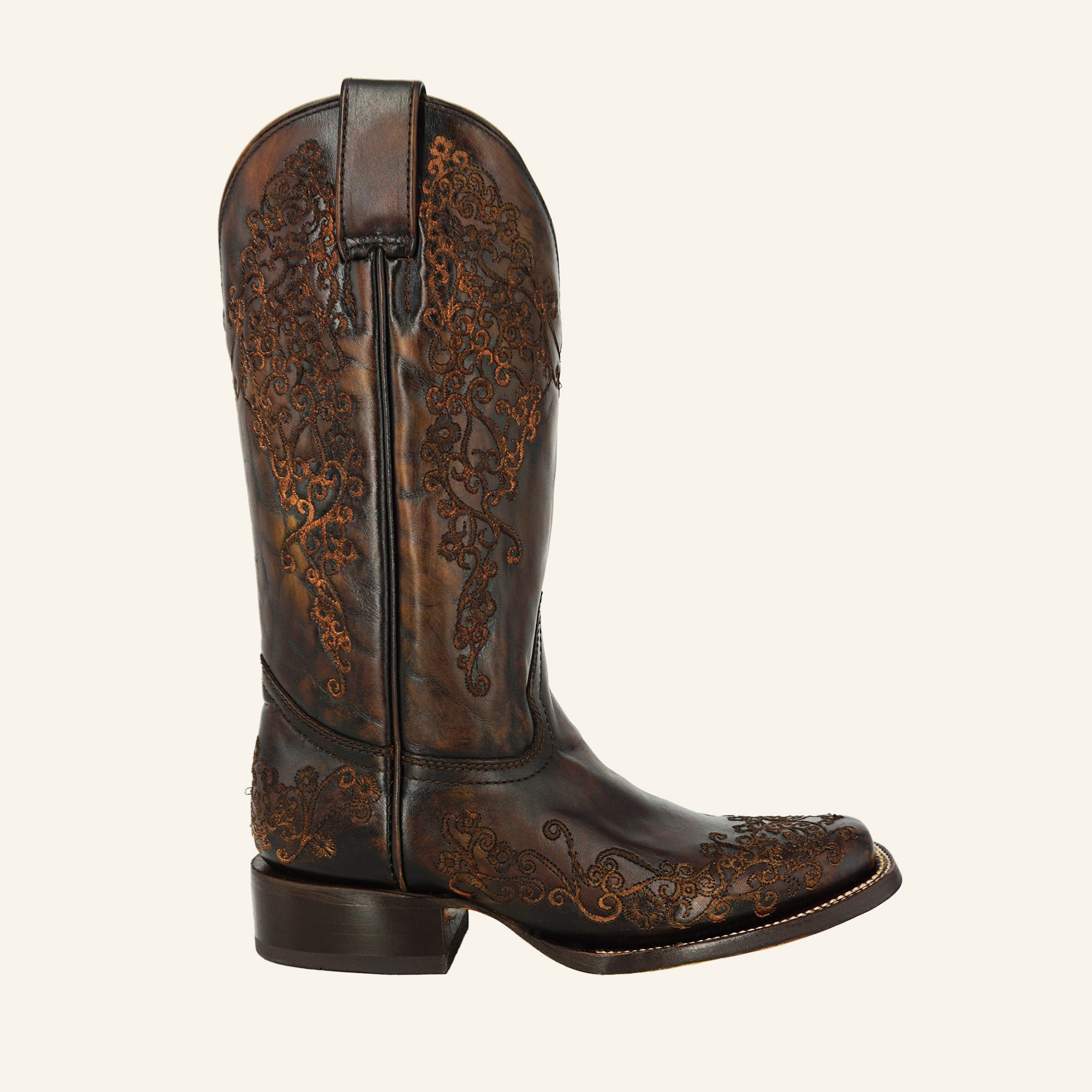 Corral Women's Floral Embroidery Square Toe Boot A4806 - Black/Honey