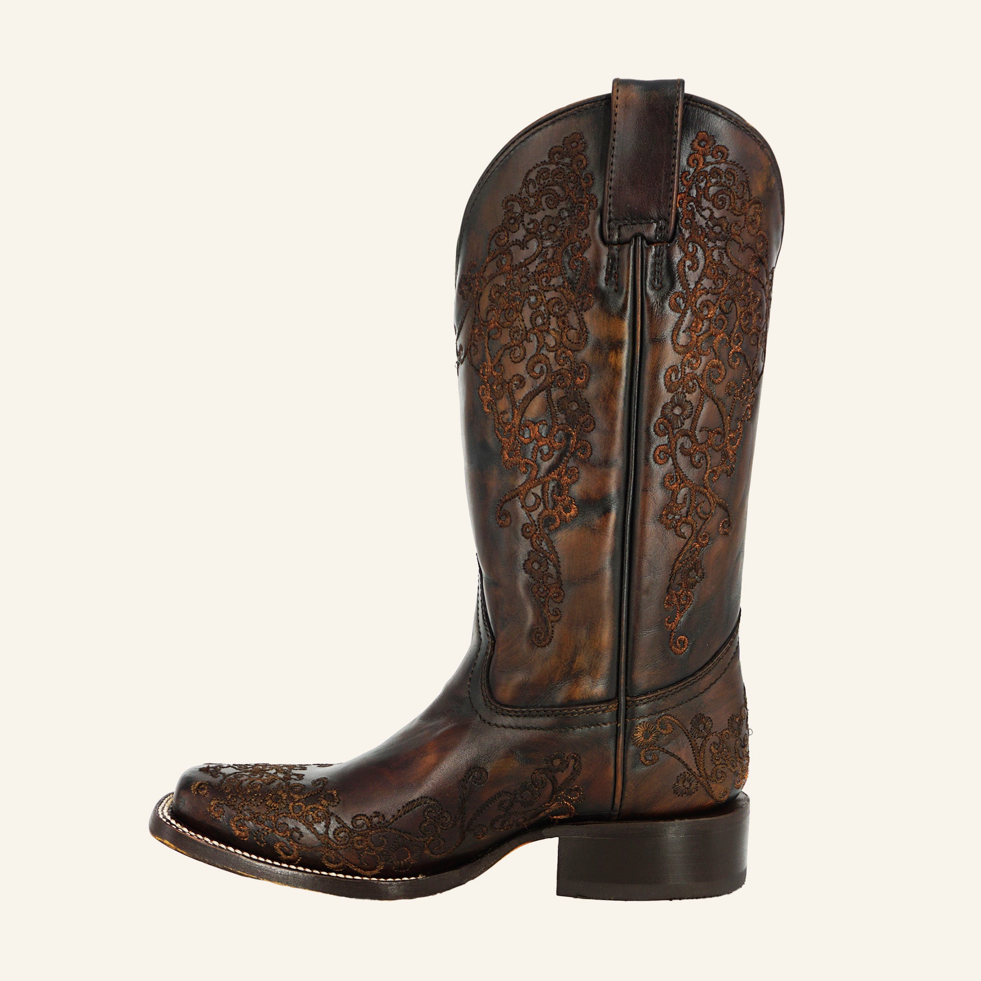 Corral Women's Floral Embroidery Square Toe Boot A4806 - Black/Honey