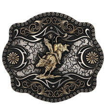 Cargar imagen en el visor de la galería, Montana A-Blaze Filigree Framed Bull Rider Attitude Belt Buckle A886
