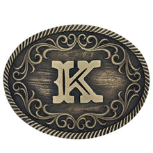 Cargar imagen en el visor de la galería, Montana Attitude Belt Buckle &quot;Filigree Initial K&quot; A915K
