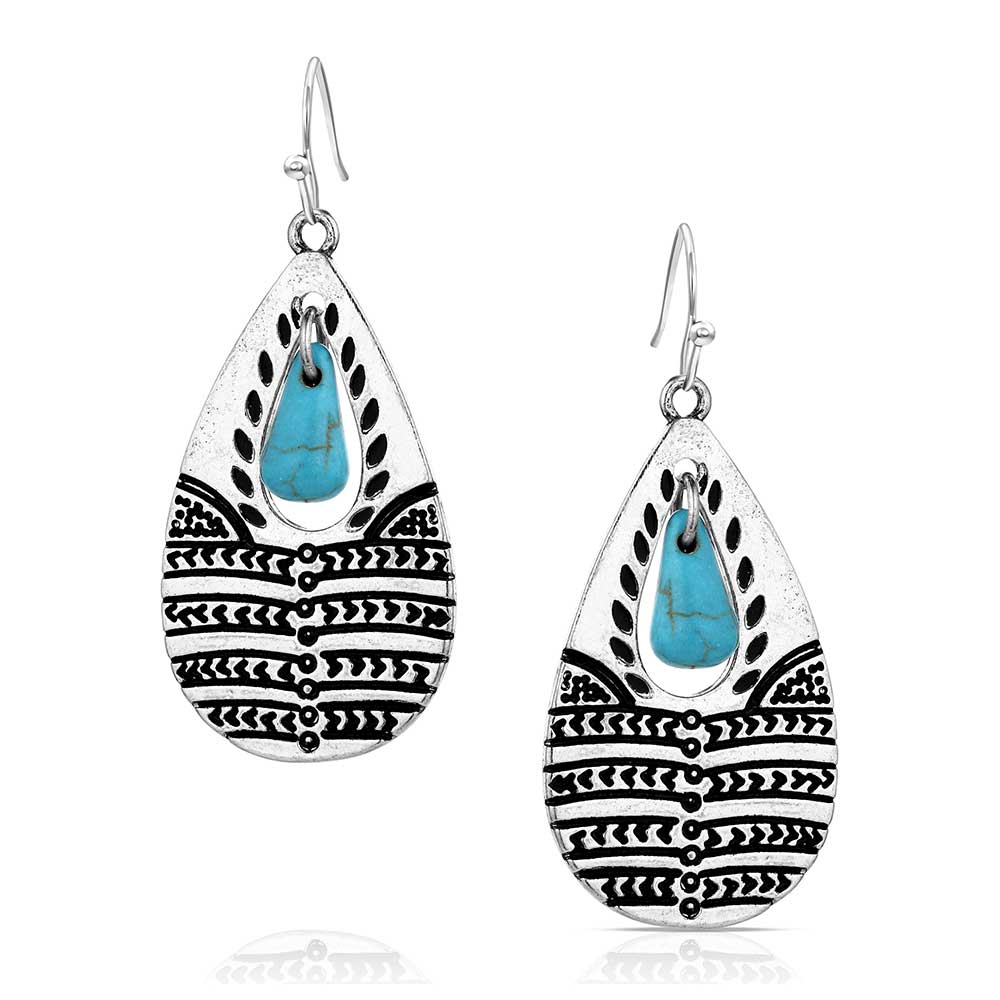Montana Etched Statement Turquoise Earrings AER6245