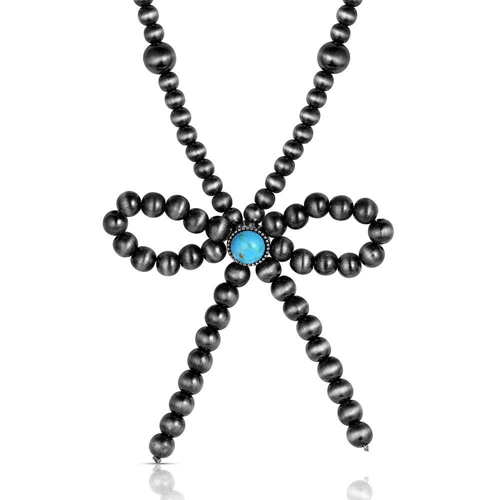 Montana Forever Tied Beaded Bow Necklace ANC6558