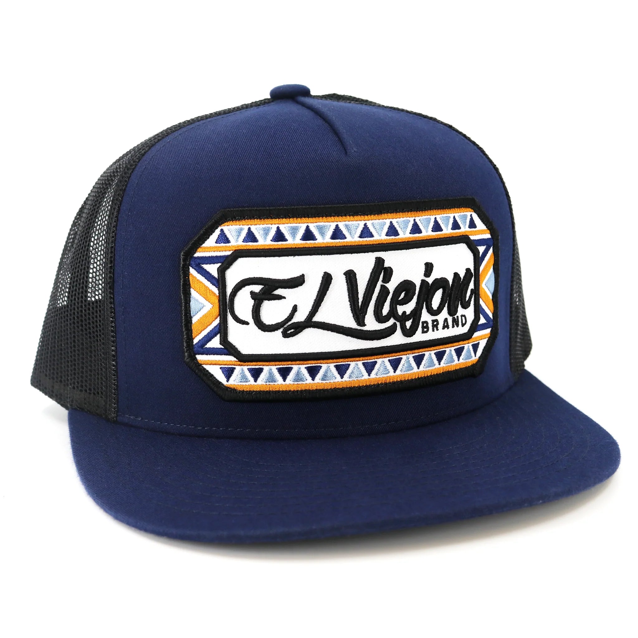 El Viejon Brand Azteca Dark Navy Flat Visor Hat
