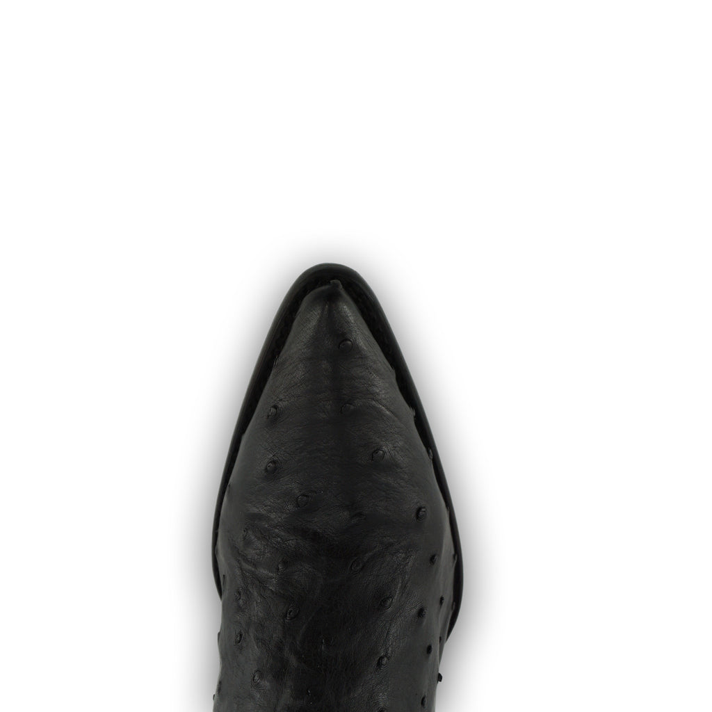 Cuadra Men's Ostrich Laser and Embroidery Snip Toe CU807 - Black