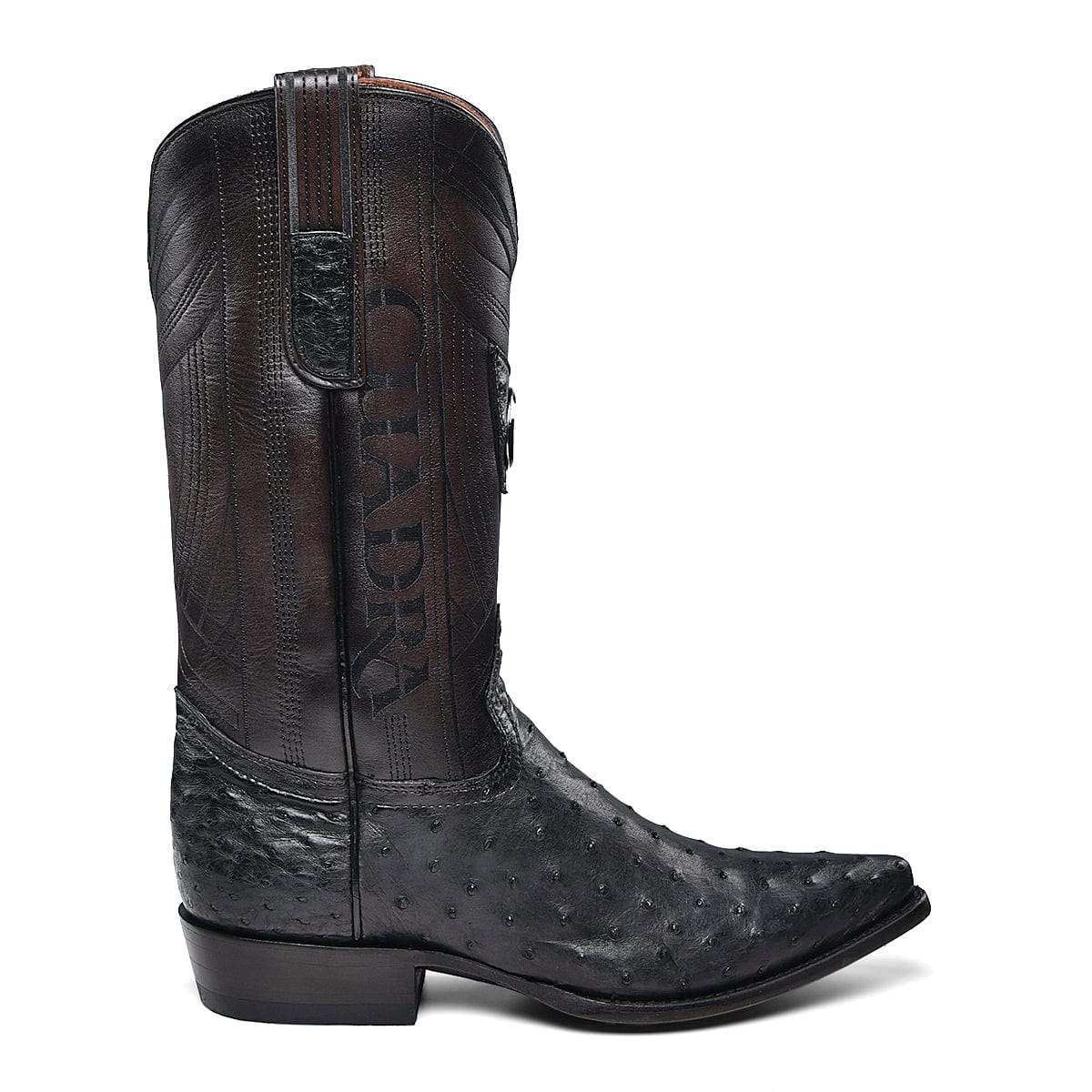 Cuadra Men's Ostrich Laser and Embroidery Pointed Toe CU807 - Black