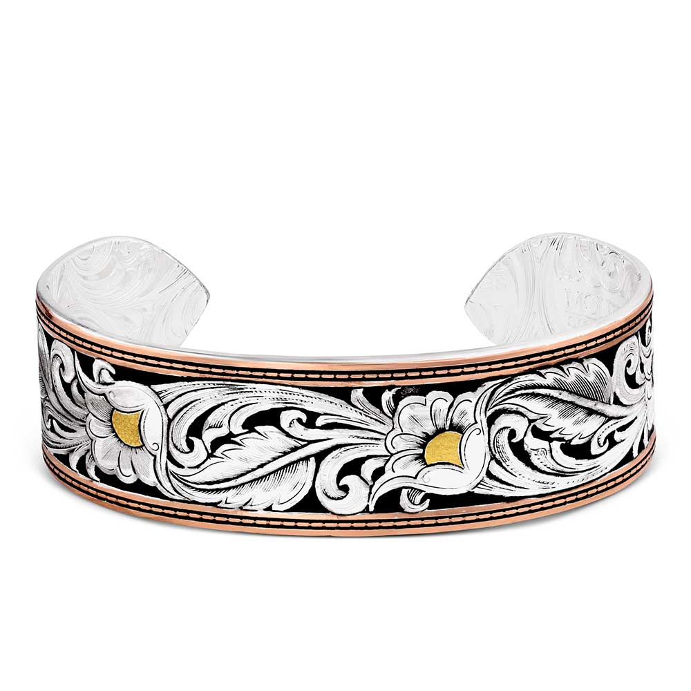 Montana LeatherCut Tri-Colored Floral Cuff Bracelet BC2598TRI-BK