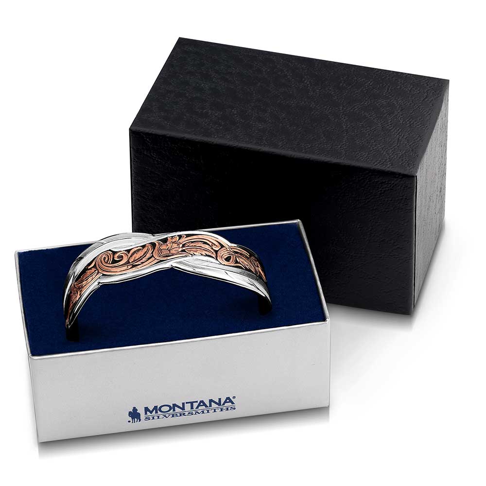 Montana Two Tone Sweeping Leather Cuff Bracelet BC3103RGBK