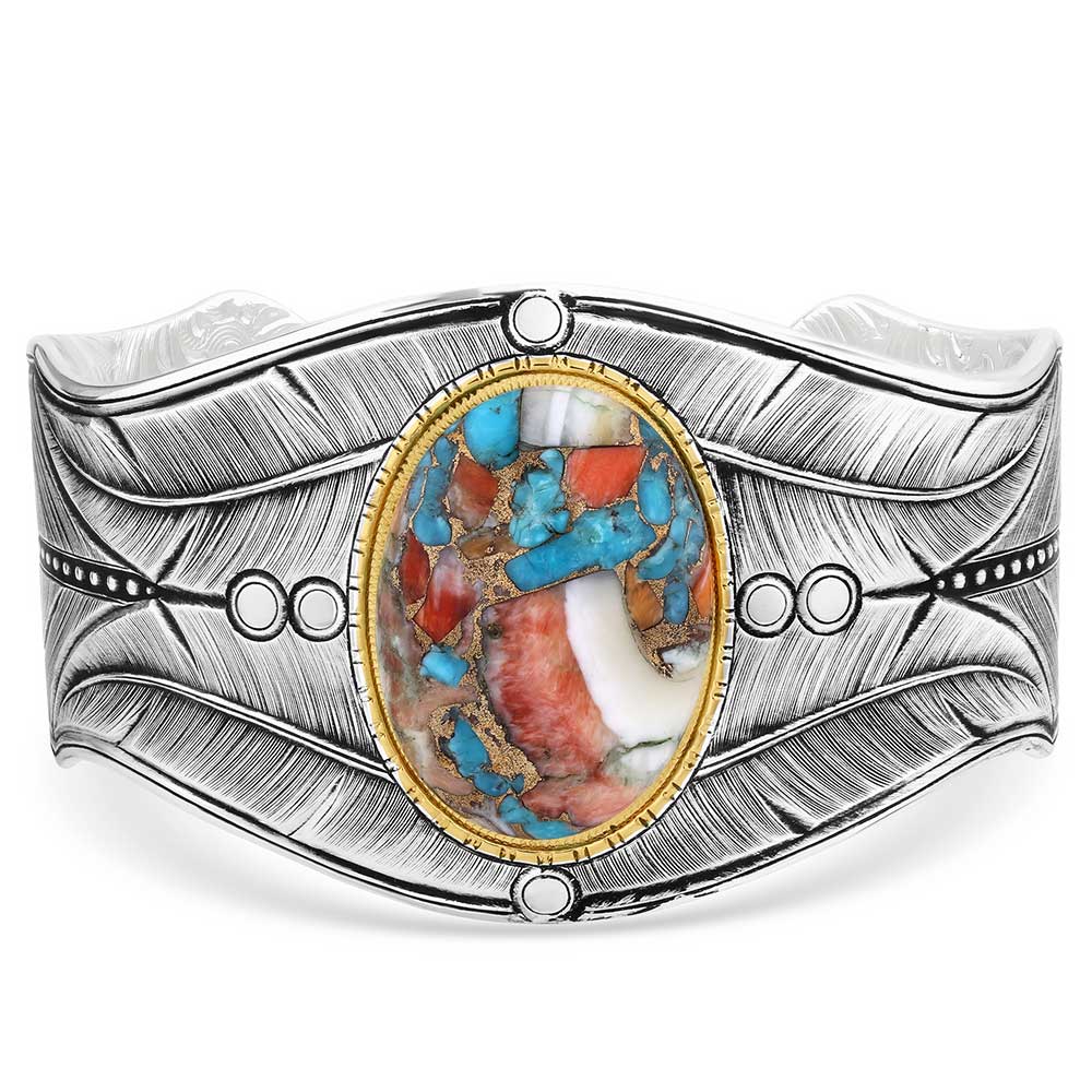 Montana Nature's Beauty Glacier Turquoise Feather Cuff Bracelet BC3358GMTQ