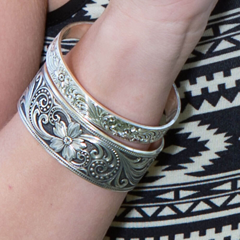 Montana Antiqued Montana Classic Engraved Narrow Cuff Bracelet BC856RTS
