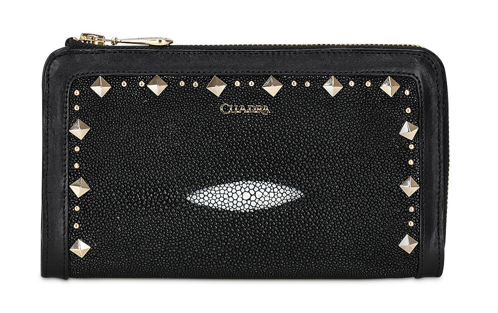 Cuadra Women's Black Stingray Studs Wallet DU437