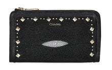 Cargar imagen en el visor de la galería, Cuadra Women&#39;s Black Stingray Studs Wallet BD224MA
