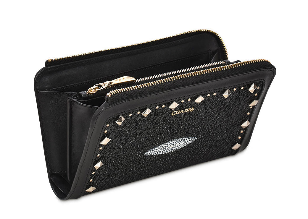 Cuadra Women's Black Stingray Studs Wallet DU437