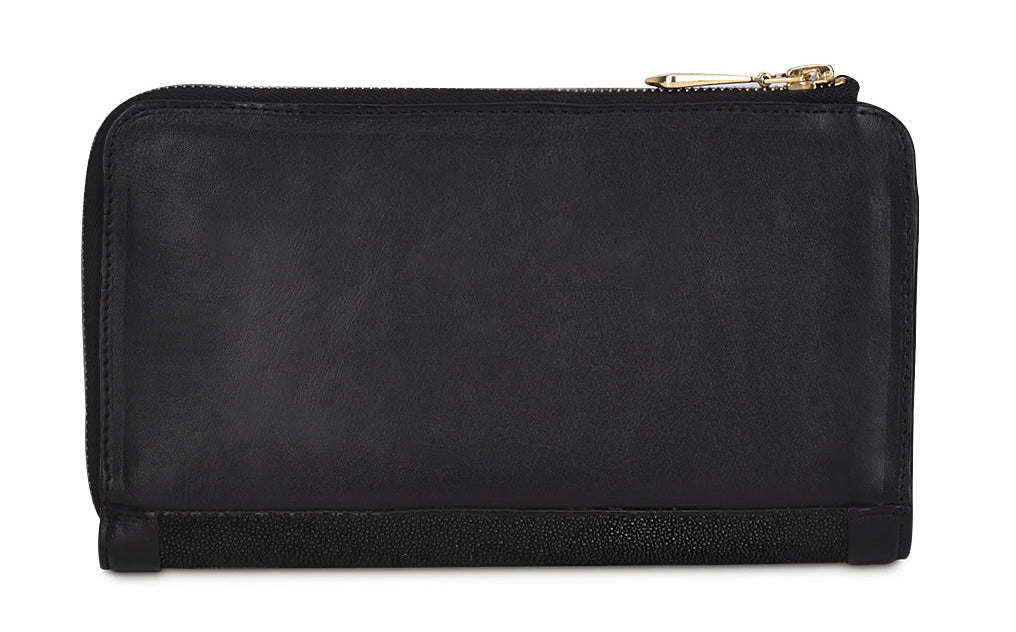 Cuadra Women's Black Stingray Studs Wallet DU437