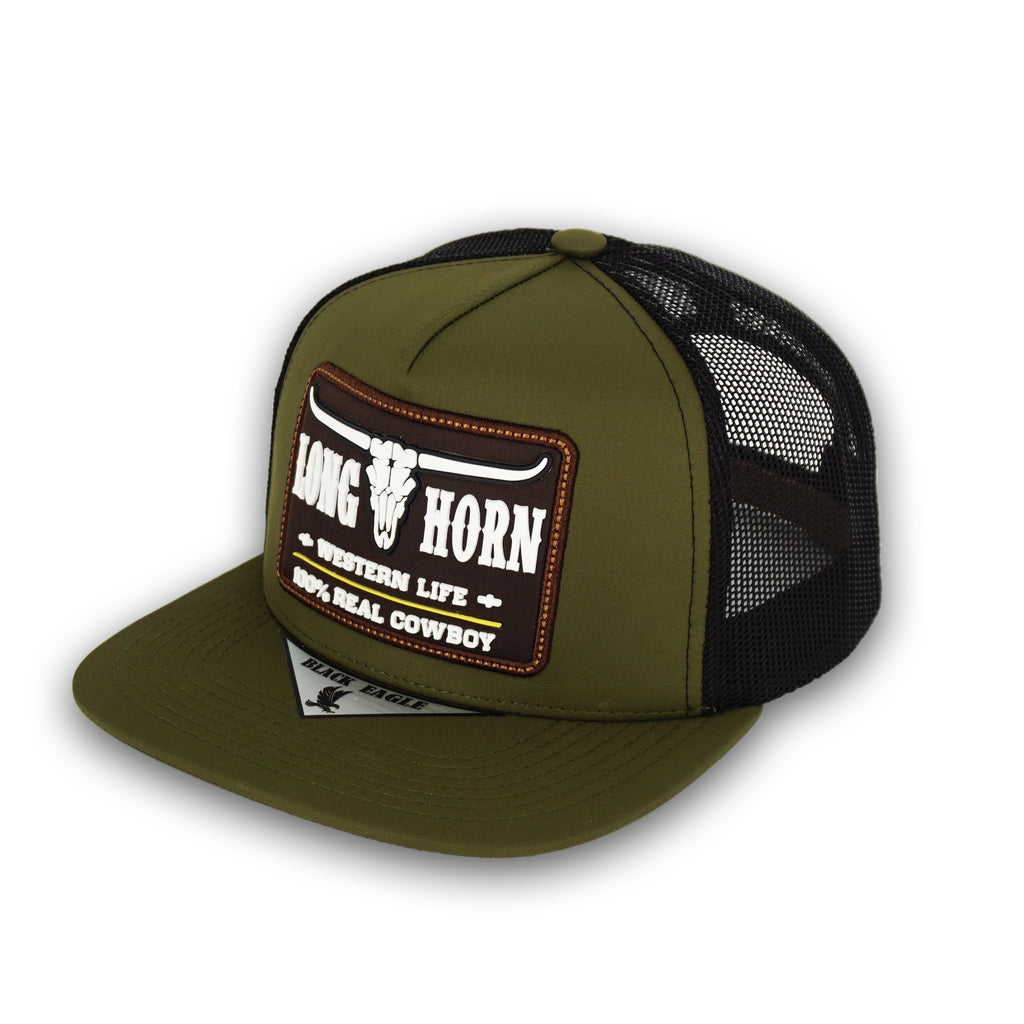 Black Eagle Long Horn Olive Snapback Hat BE01
