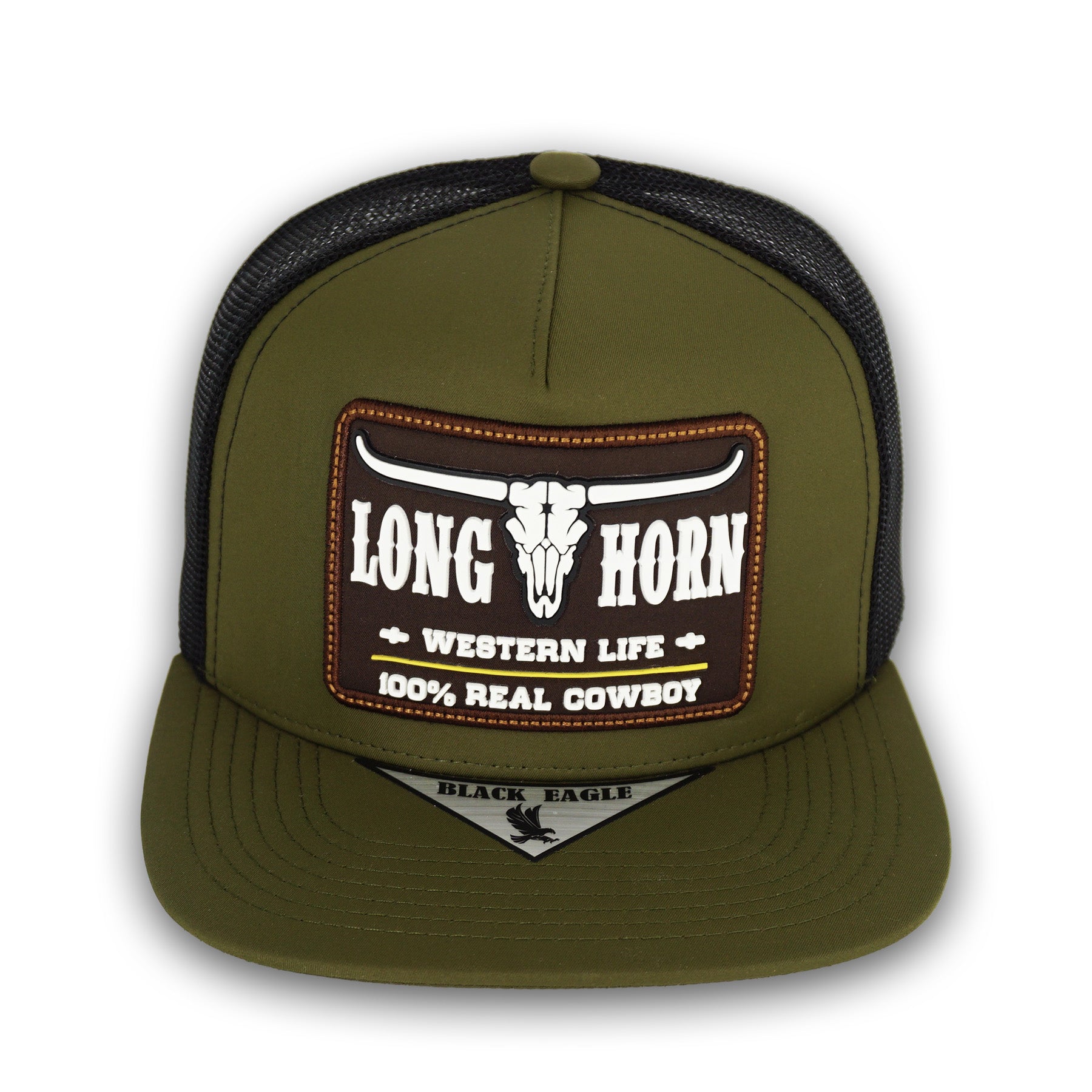 Black Eagle Long Horn Olive Snapback Hat BE01
