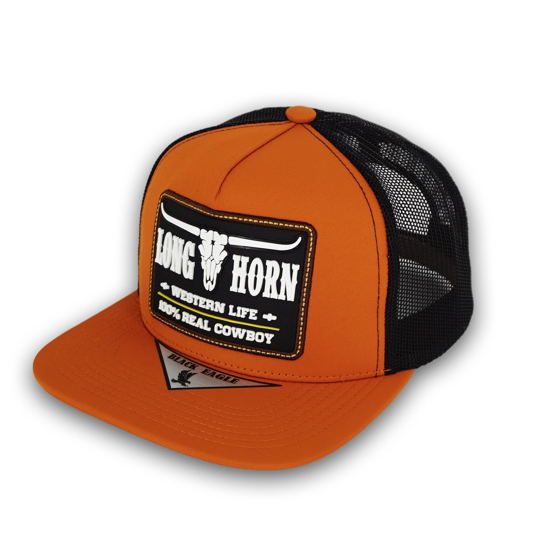 Black Eagle Long Horn Orange Snapback Hat BE04
