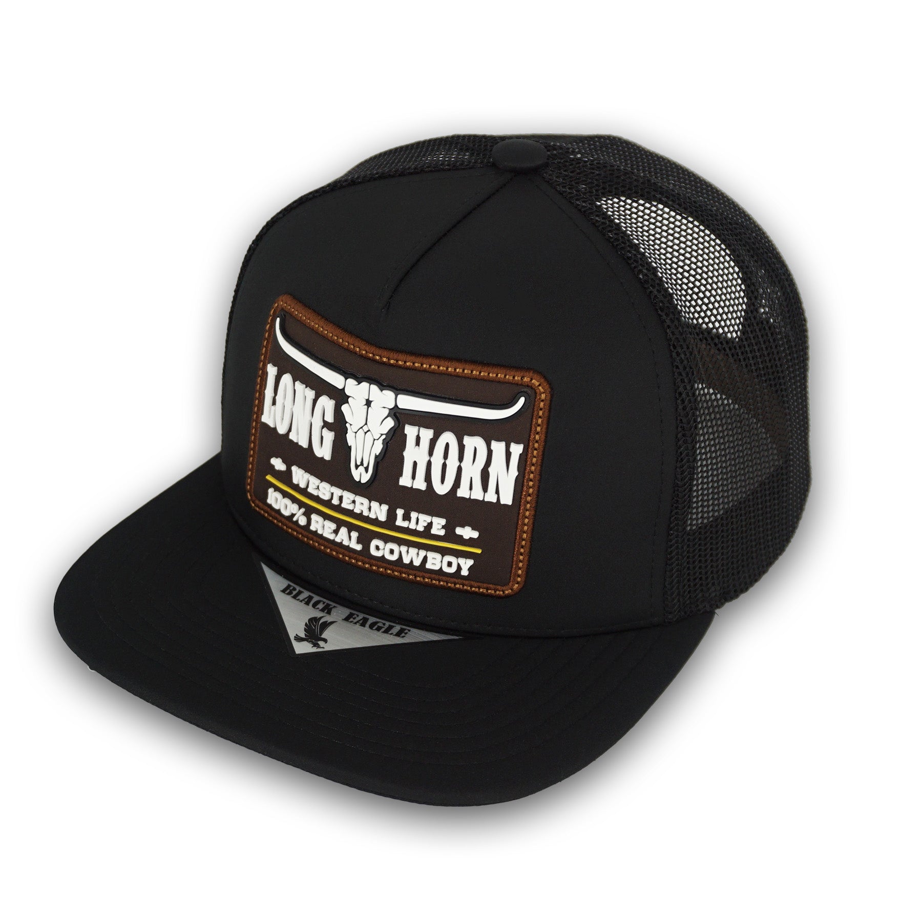 Black Eagle Long Horn Black Snapback Hat BE05