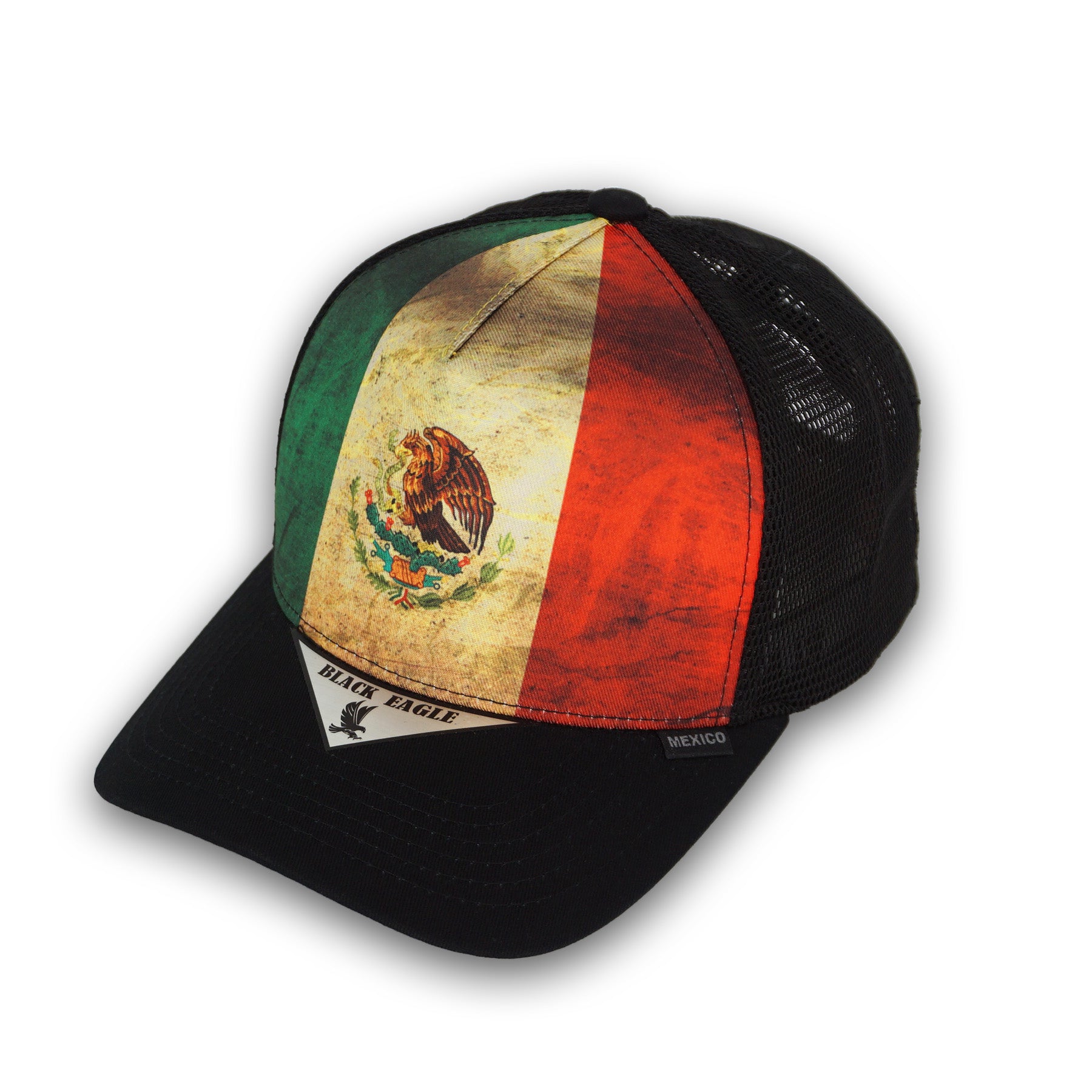 Black Eagle Mexican Flag Black Snapback Hat BE09