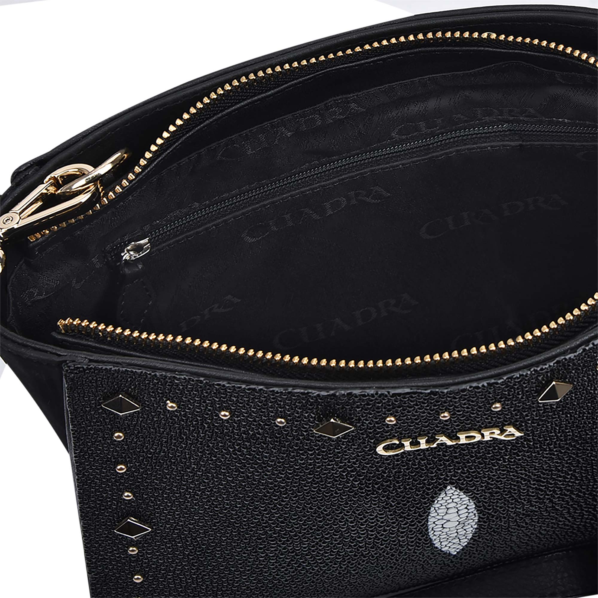 Cuadra Women's Black Stingray Studs Purse DU236