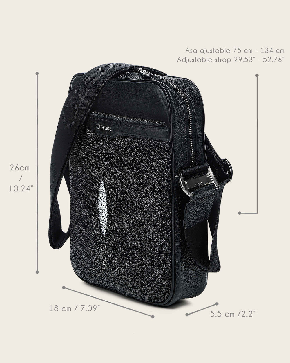 Cuadra Black Stingray Zipper Bag DU759