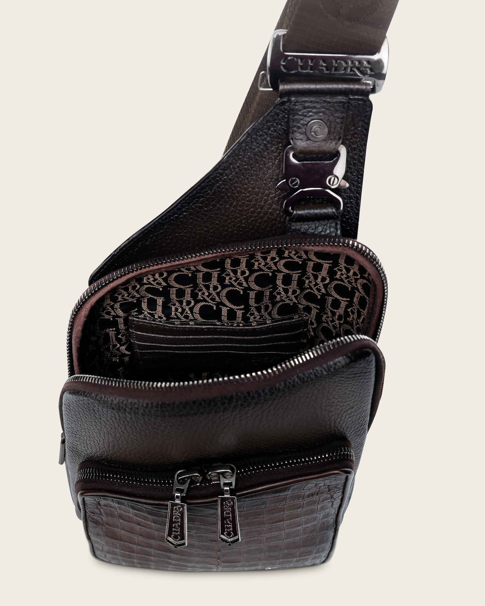 Cuadra Caiman Zipper Messenger Bag DU760 - Chocolate