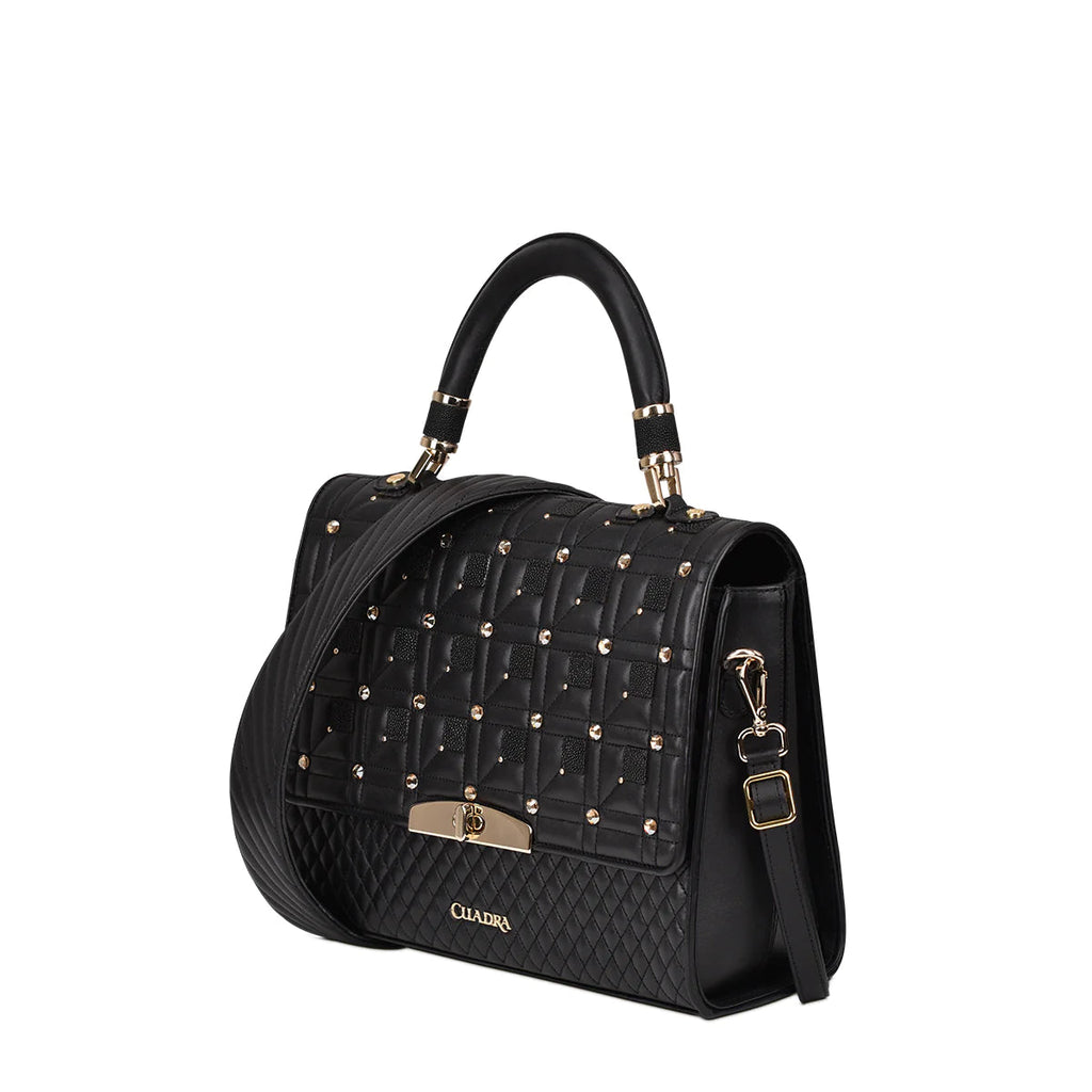 Women's Cuadra Black Stingray Embroidery & Crystals Bag DU407
