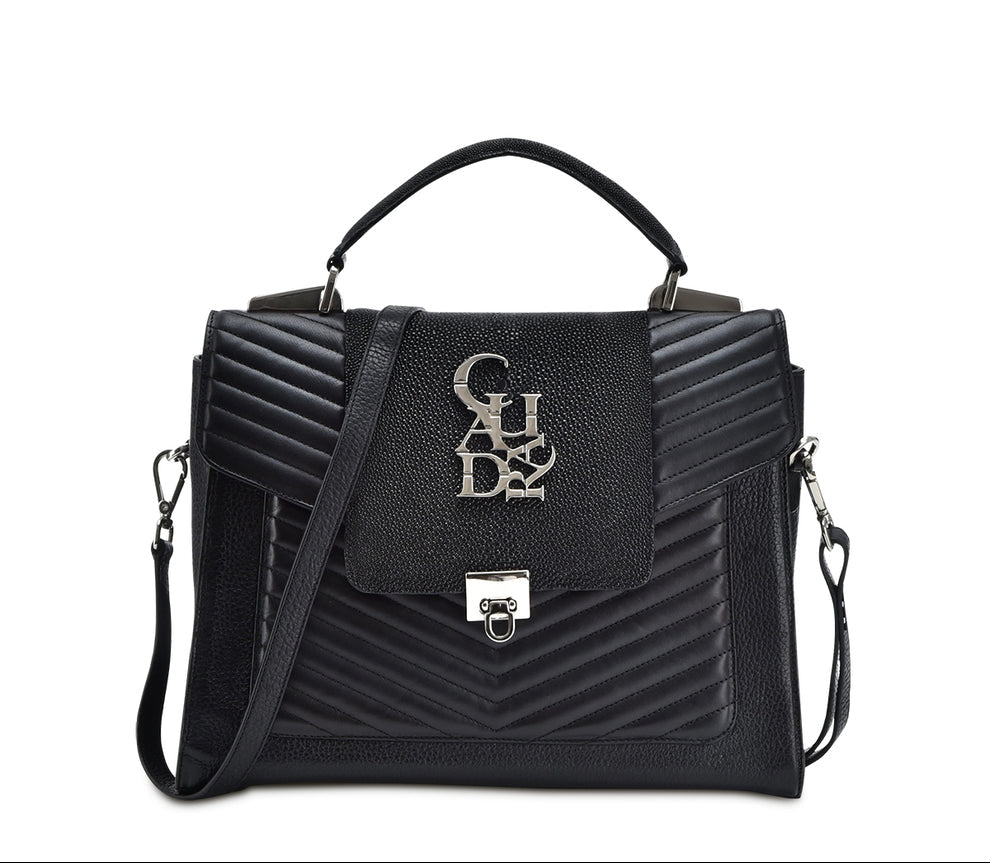 Cuadra Women's Black Stingray Embroidery Bag DU678