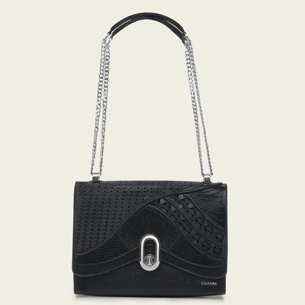 Cuadra Women's Black Stingray Embroidery Handbag DU688