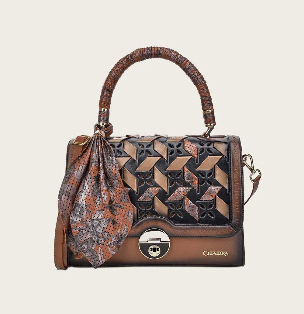 Cuadra Brown Printed Top Handle Handbag DU321