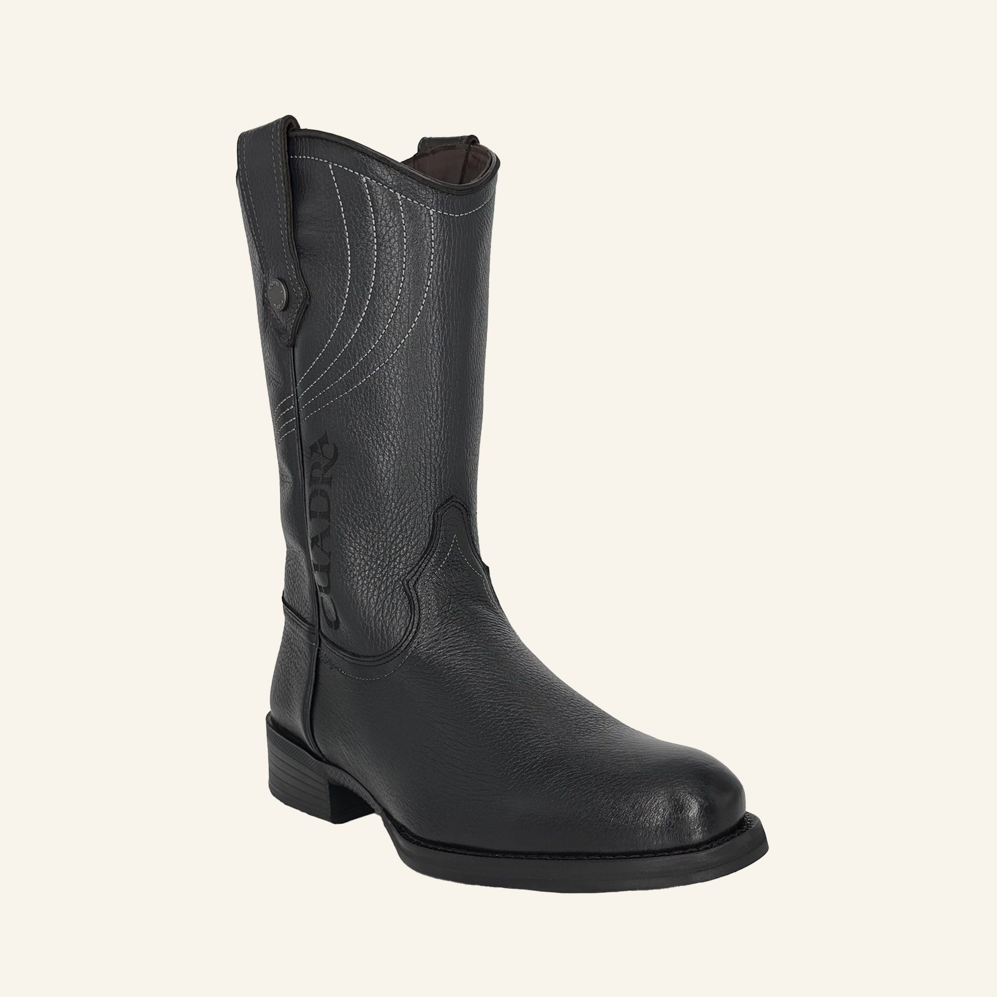 Cuadra Men's Deer Embroidery and Laser Round Toe CC345 - Black