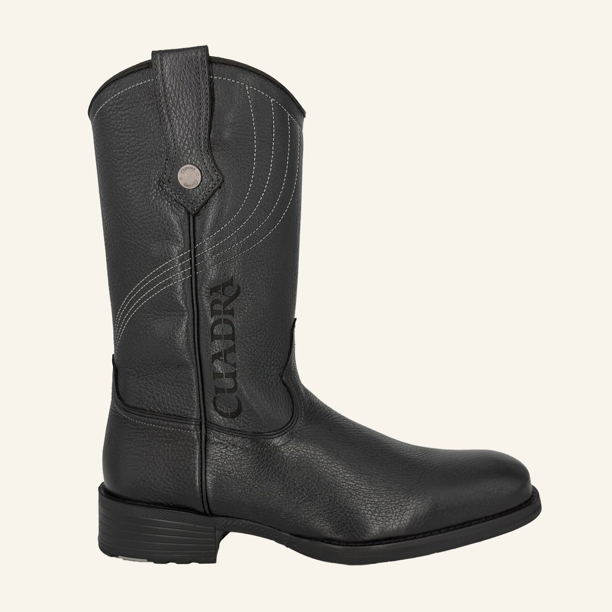 Cuadra Men's Deer Embroidery and Laser Round Toe CC345 - Black