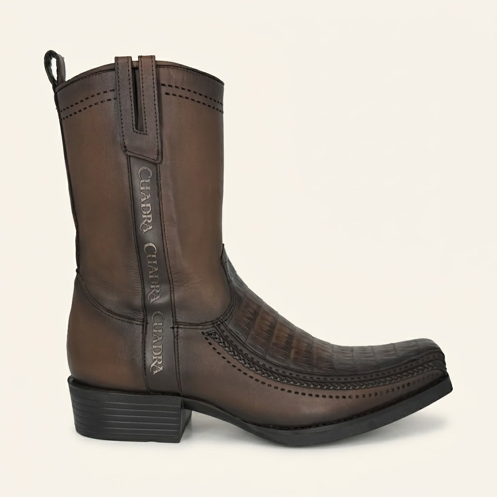 Cuadra Men's Caiman Embroidery & Laser Square Toe CC349 - Honey