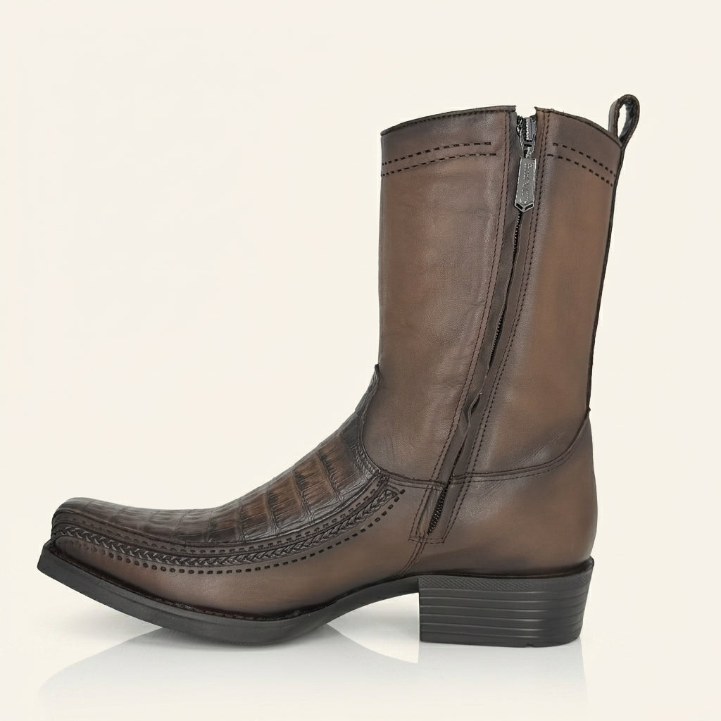Cuadra Men's Caiman Embroidery & Laser Square Toe CC349 - Honey