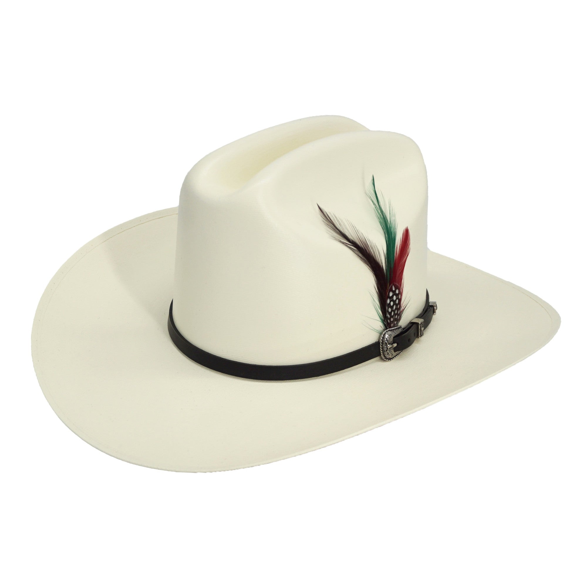 Sombrero Cuernos Chuecos 5,000x "Johnson" Toquilla Lisa Negra c/Pluma