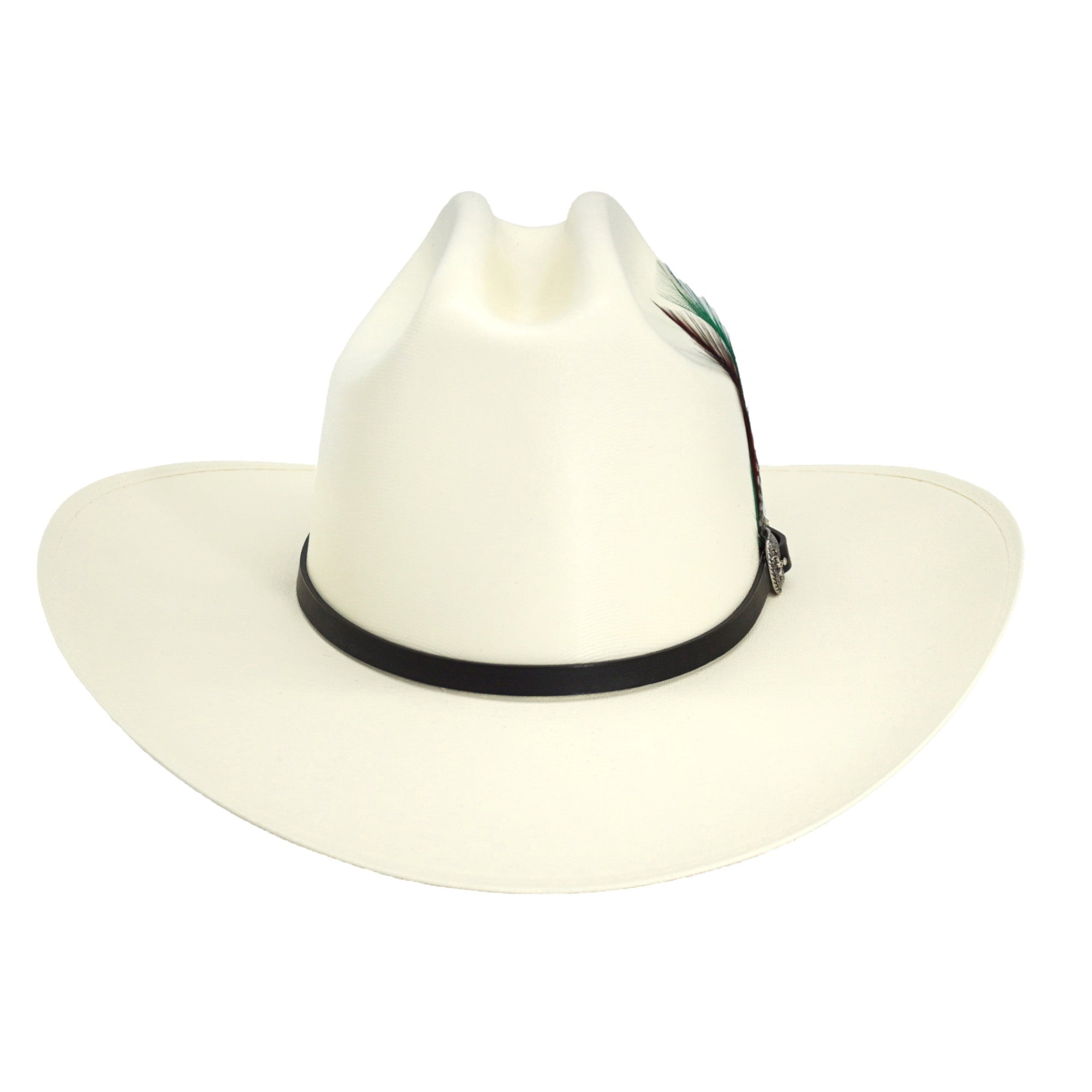 Sombrero Cuernos Chuecos 5,000x "Johnson" Toquilla Lisa Negra c/Pluma