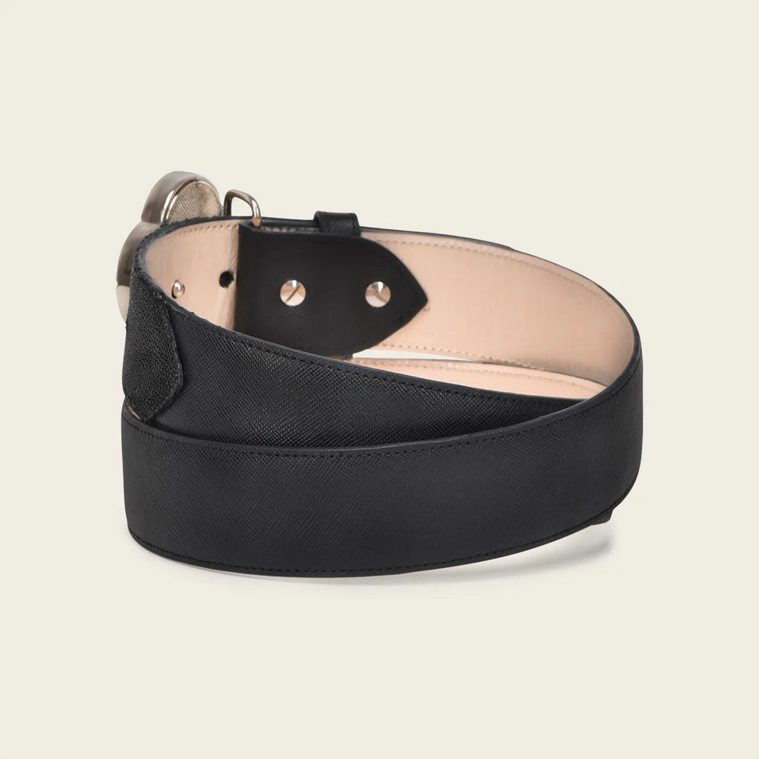 Cuadra Women's Handwoven Stingray Belt BC392 - Black