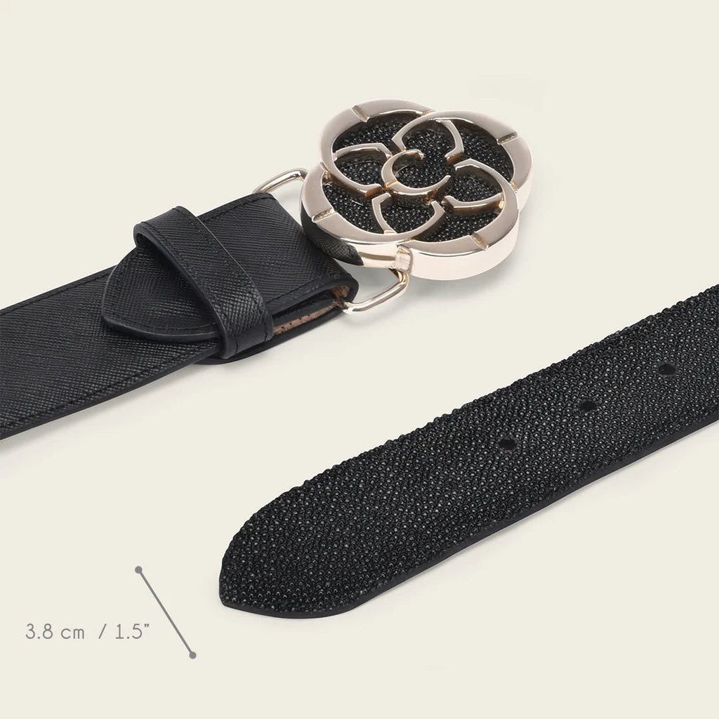 Cuadra Women's Handwoven Stingray Belt BC392 - Black