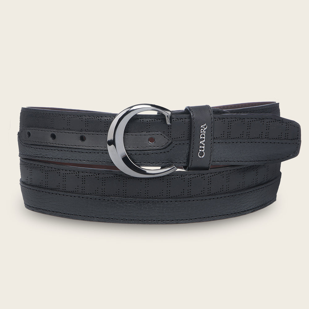 Cuadra Men's Black Stamp Belt BC399