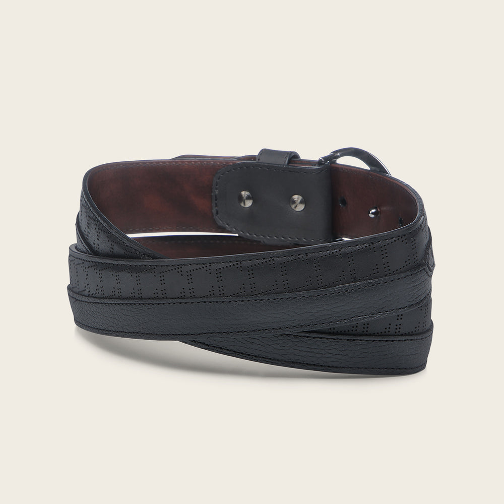 Cuadra Men's Black Stamp Belt BC399